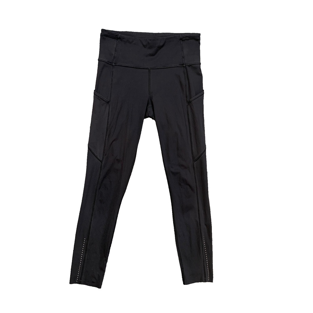 Lululemon Leggings Womens 6 Black Fast And Free 7/8 Ankle Wide Waistband Yoga